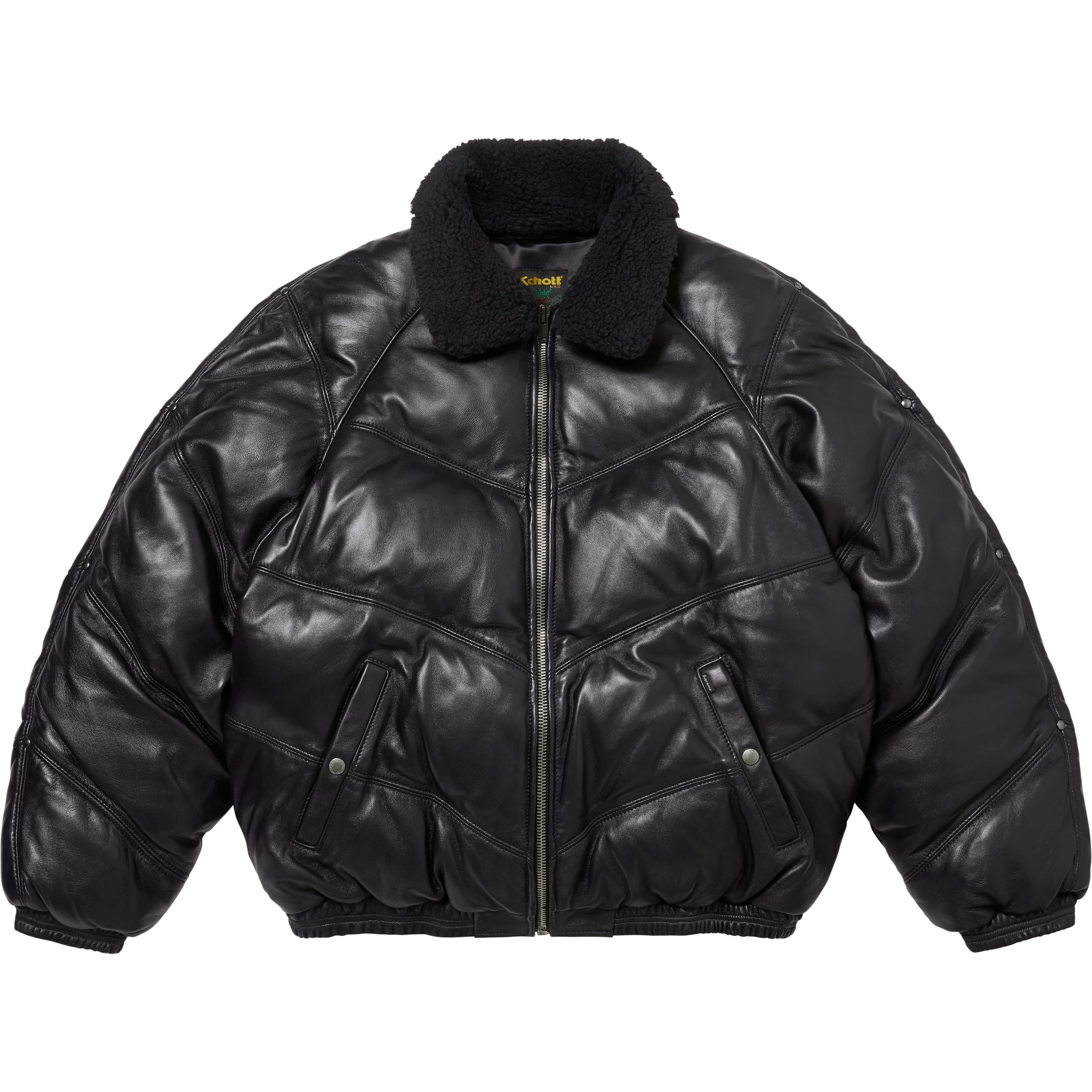 Supreme®/Schott® Chevron Leather Down Puffer Jacket view 11